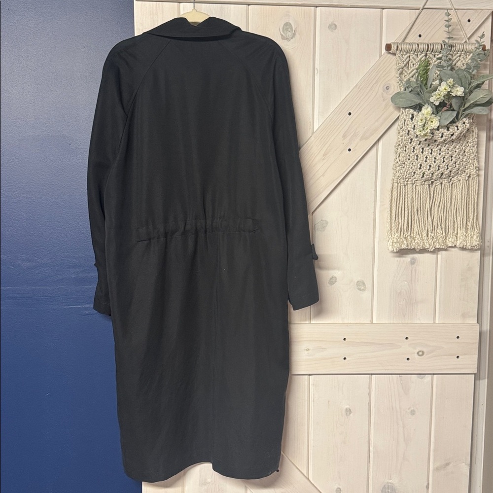 ZARA Black Soft Trench Coat with Pockets Size Large - Picture 6 of 6